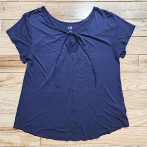 Gap Womens Navy Blue Luxe size M          v-neck shirt with ties
